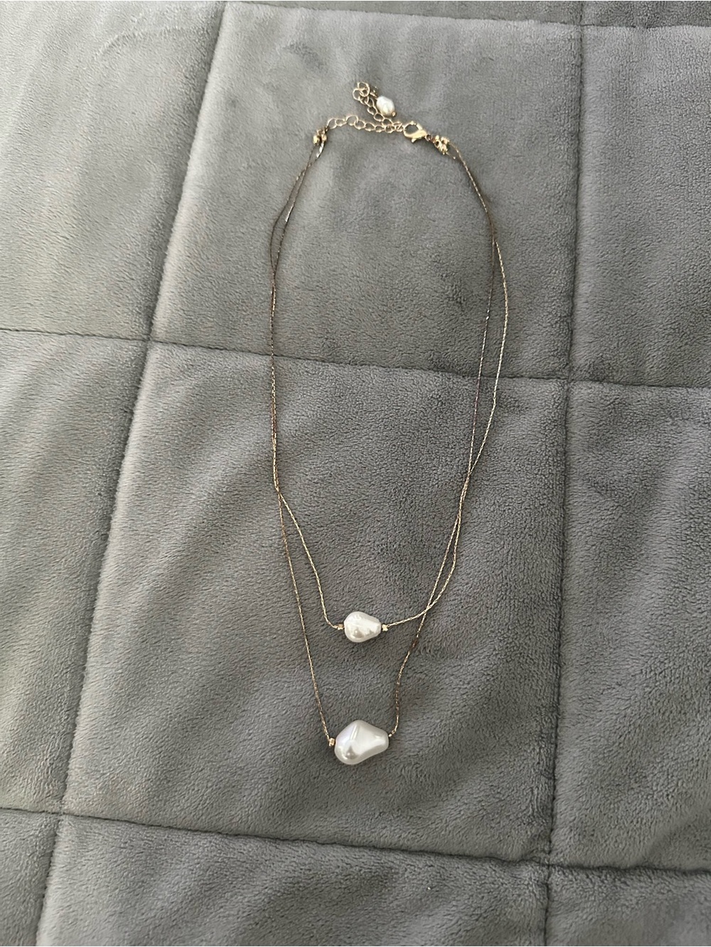 Delicate Double Strand Pearl Pendant Necklace